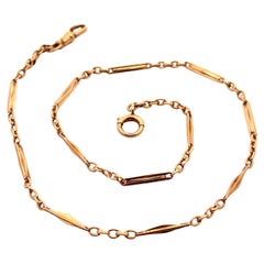 Vintage Kimmel 14k Rosy Gelbgold Taschenuhrkette mit Hundeklammer & Frühlingsring, Vintage