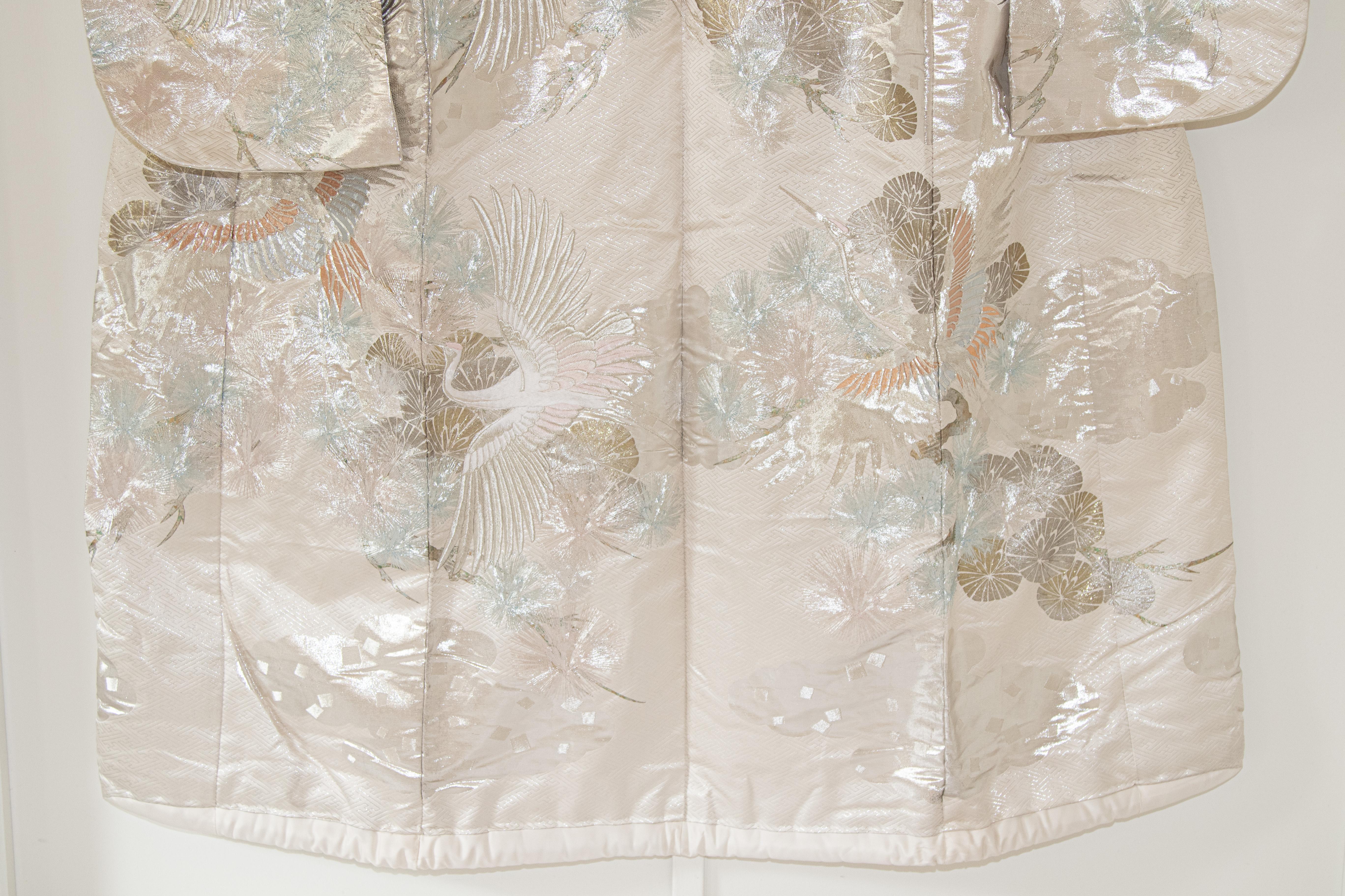 Vintage Kimono White Silk Brocade Japanese Wedding Dress 6