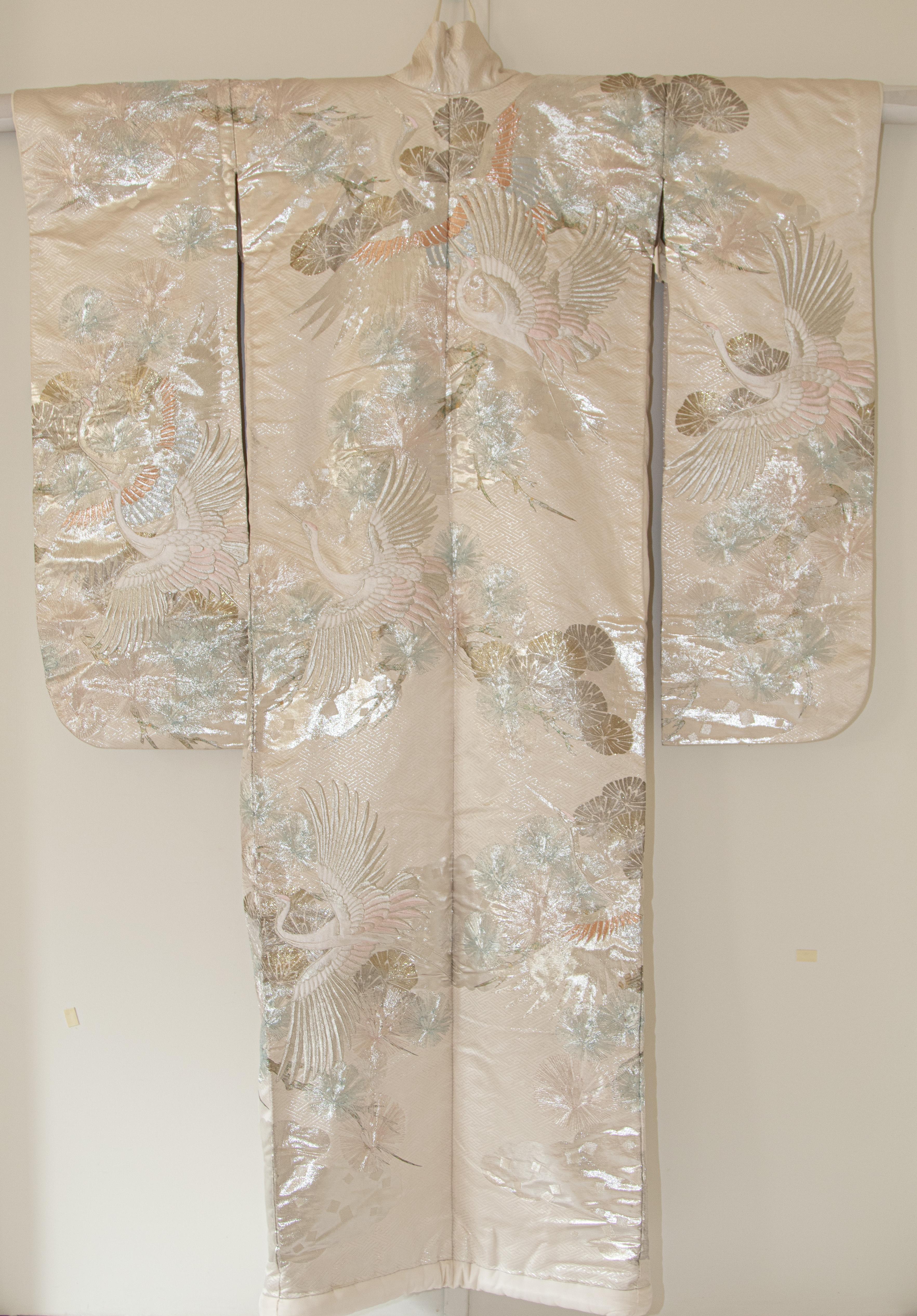 20th Century Vintage Kimono White Silk Brocade Japanese Wedding Dress