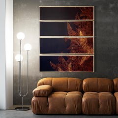 Vintage kimono textile art " Fern ~ Connection to Nature ~" by ikasu Black Japan