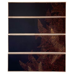 Vintage kimono textile art "Fern ~Connection to Nature~" by ikasu Black , Japan
