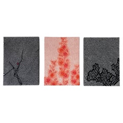 Vintage kimono textile art "Flowers ~Life Circle~" by ikasu  Pink, Black, Japan