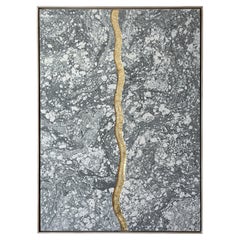 Vintage kimono textile art " Marble Story ~ Healing ~" by ikasu Grey Japan