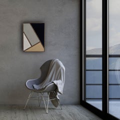 Vintage kimono textile art " Monochrome Geometry " by ikasu Gold Grey Japan