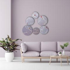 Vintage kimono textile art " Snowflake ~ New Beginnings ~" by ikasu Purple Japan