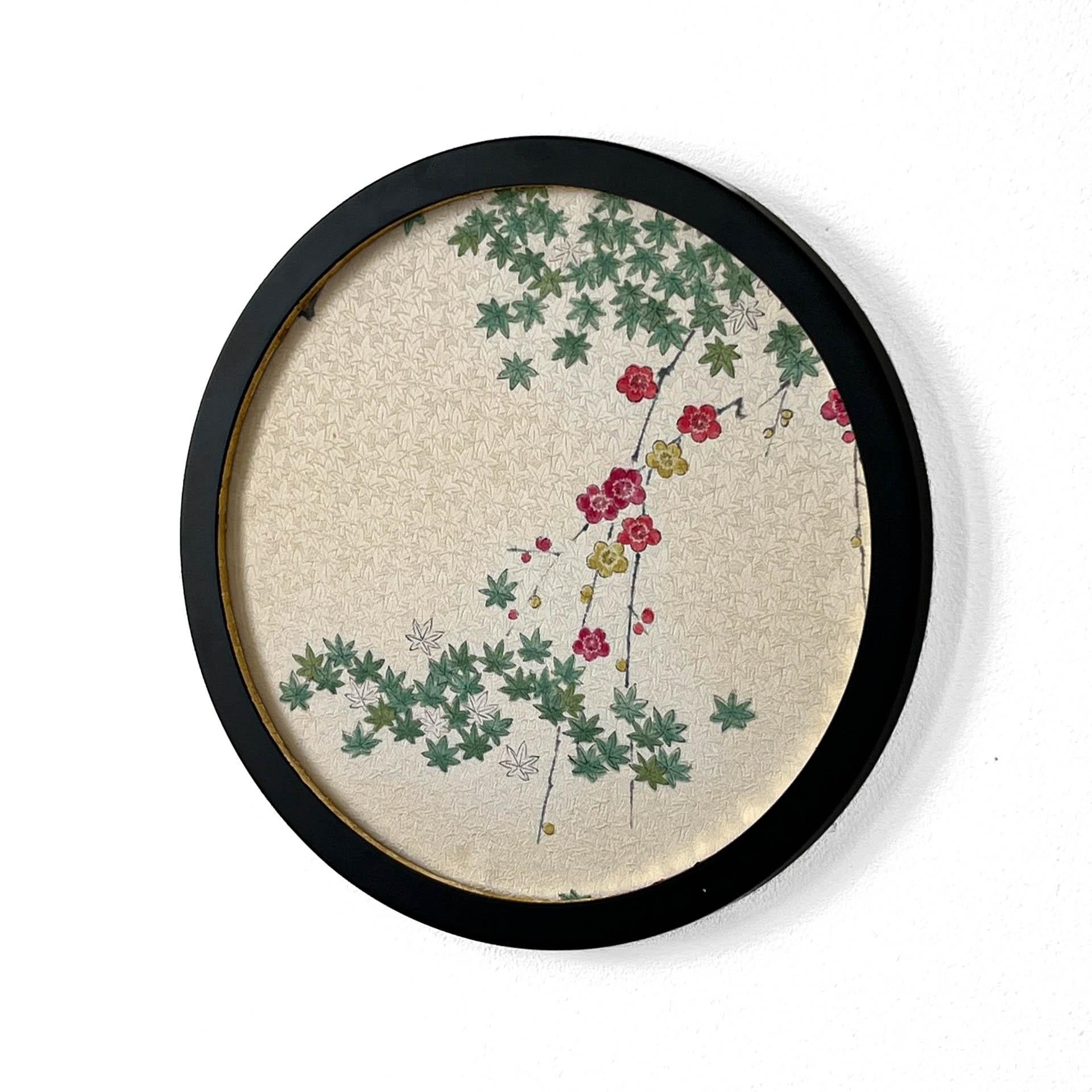 Vintage-Kimono-Textilkunst-Kunstwerk „View from the Window ~Maple&Plum~“ von Ikasu, Japan im Angebot 2