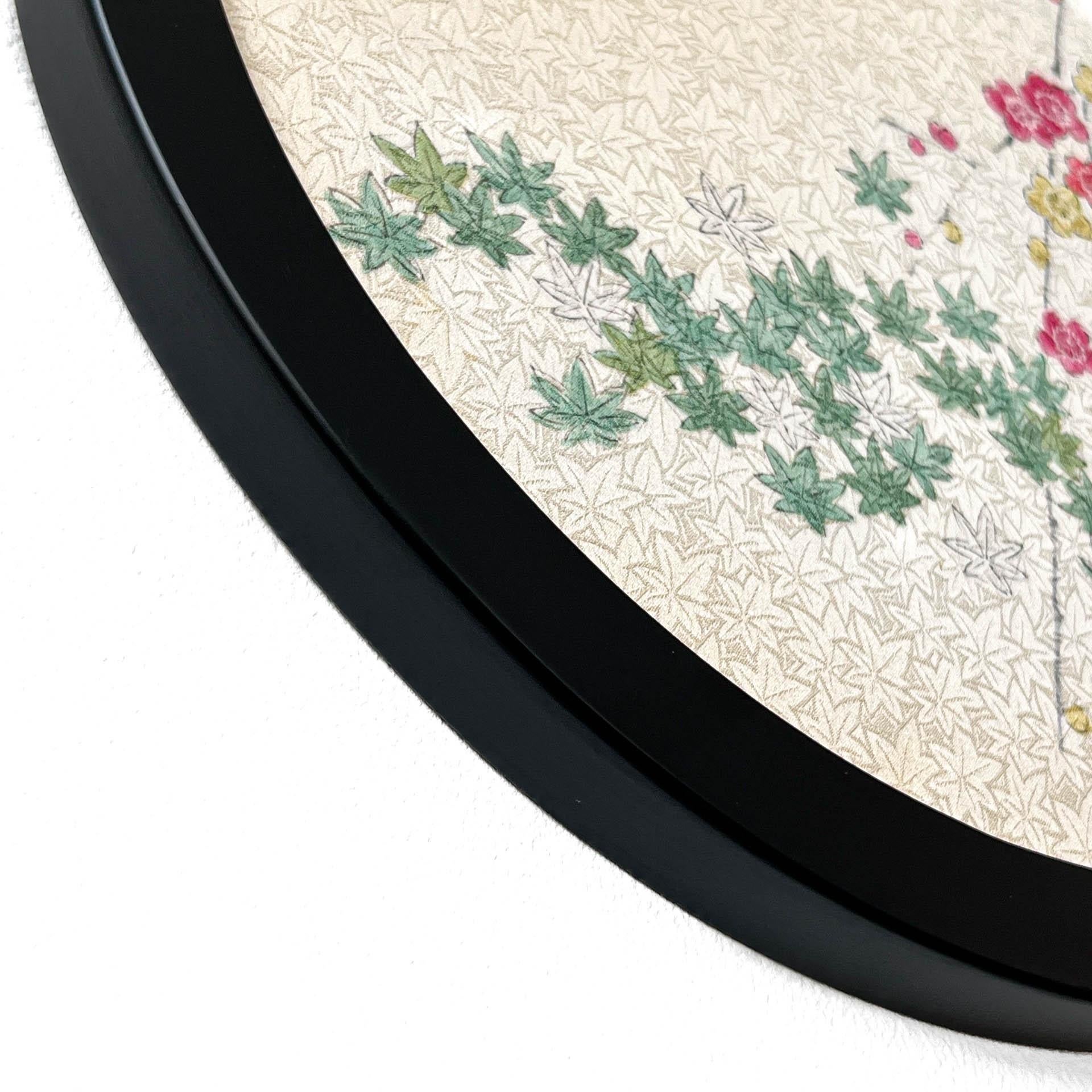 Vintage-Kimono-Textilkunst-Kunstwerk „View from the Window ~Maple&Plum~“ von Ikasu, Japan (Japonismus) im Angebot