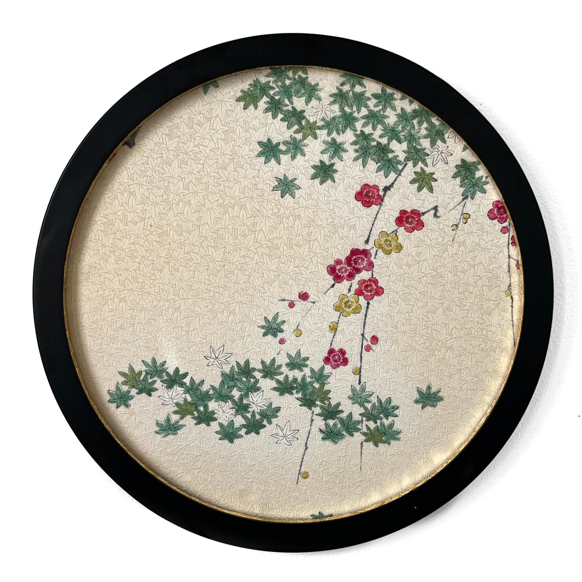 Vintage-Kimono-Textilkunst-Kunstwerk „View from the Window ~Maple&Plum~“ von Ikasu, Japan im Angebot 1