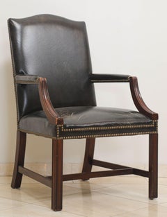 Vintage Kindel Armchair with Worn Distressed Black Leather