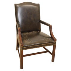 Vintage Kindel Armchair with Worn Distressed Black Leather