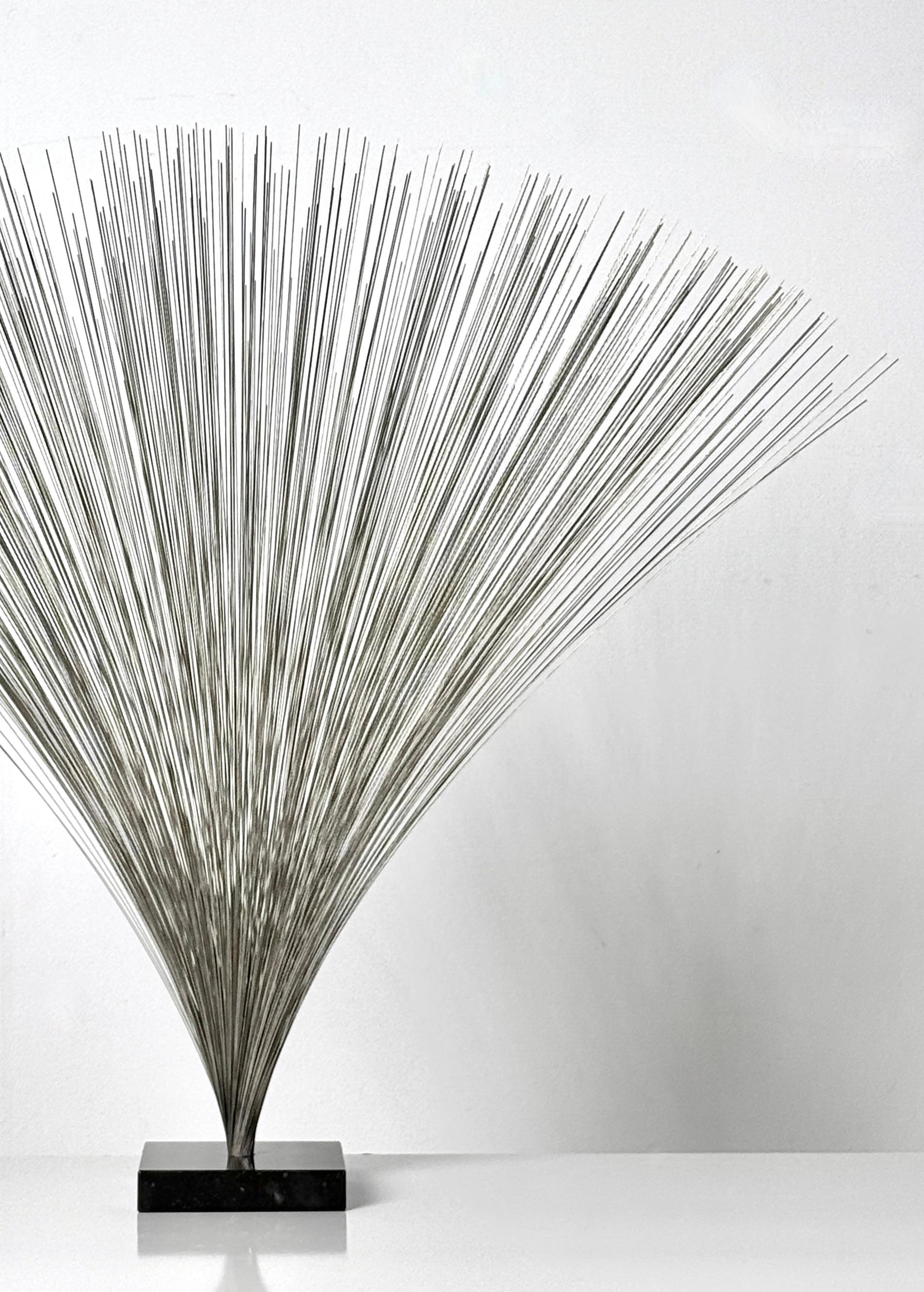 Vintage Draht Spray Tisch Skulptur in der Art von Harry Bertoia ca. 1970er Jahre

Ausgeführt aus feinen Stahldrähten mit fließender kinetischer Bewegung auf einem seltenen schwarzen Marmorsockel

Unmarkiert

29 Zoll Breite
26 Zoll Höhe
5-Zoll-Basis 