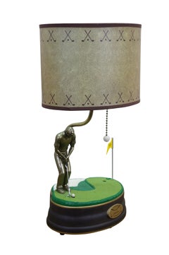 Vintage King American Animated Golf Putter 18th Hole For Birdie Table Lamp 19"
