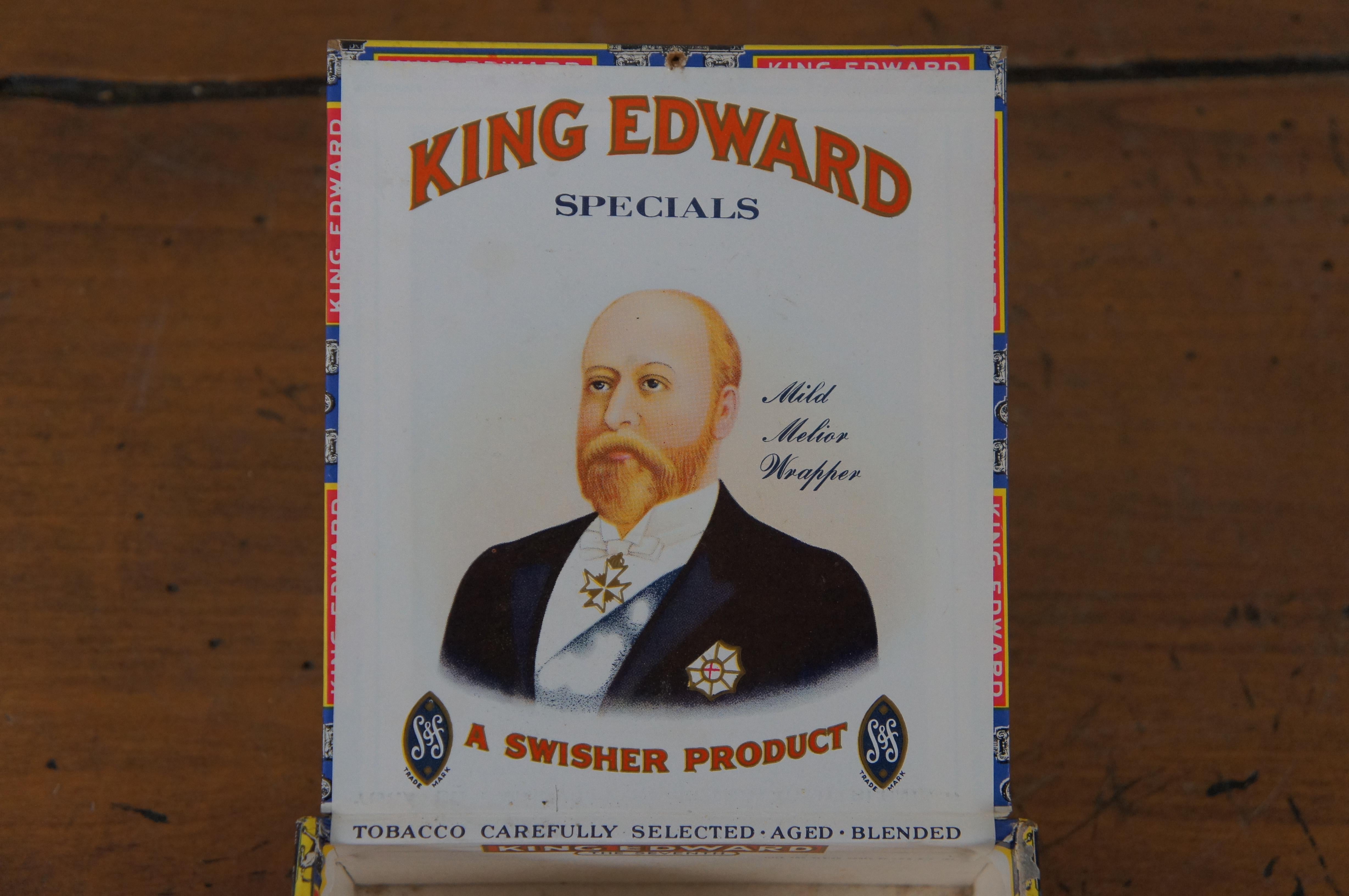 Vintage King Edward the Seventh Swishers Cigar Tobacco Advertising Box 4.5