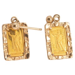Vintage König Kamehameha 24k Barren Gold Barren in 14K Gelbgold Tropfen Ohrringe