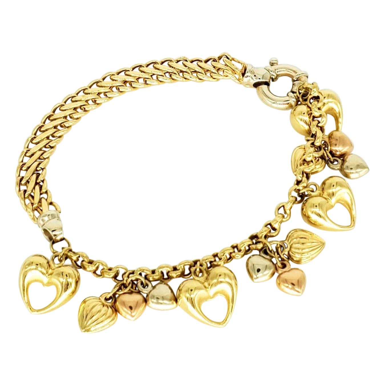 Vintage Kingdom of Hearts 18 Karat Gold Charm Bracelet For Sale