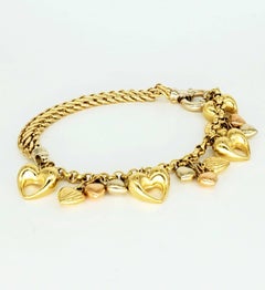 Vintage Kingdom of Hearts 18 Karat Gold Charm Bracelet