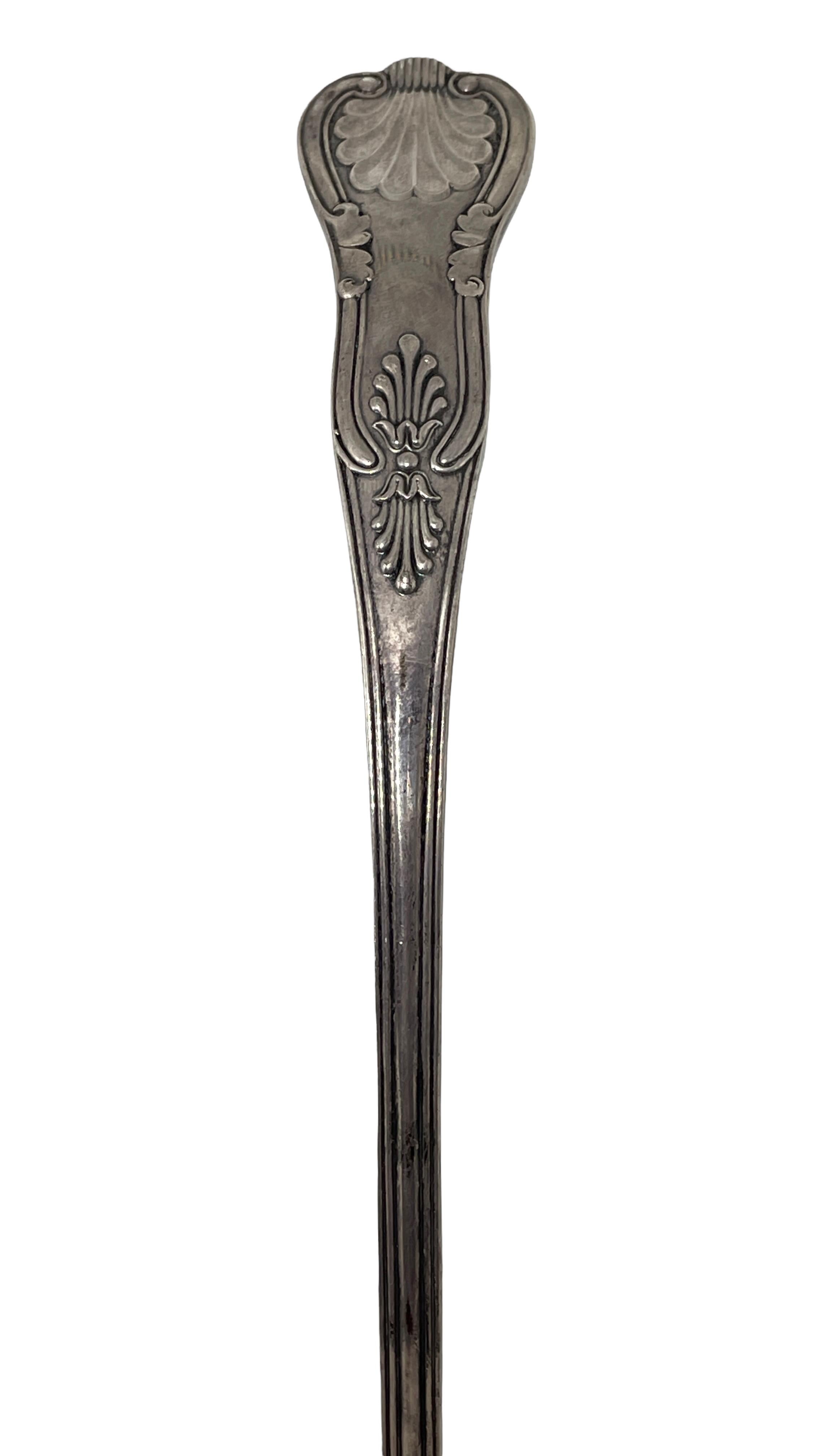 English Vintage King’s Pattern Soup Ladle Shell Motif, Silver Plate, England  For Sale