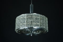 Vintage Kinkeldey Crystal Glass and chrome Chandelier. Germany 1960s