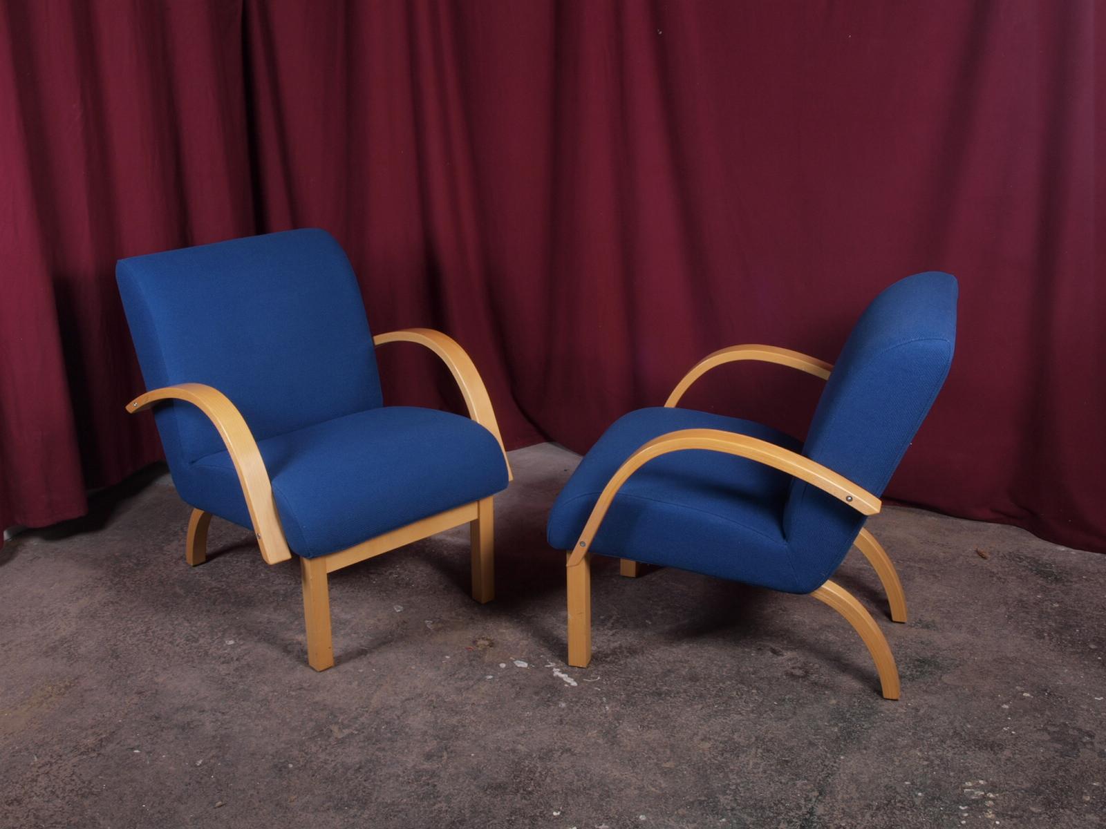 Add a touch of Swedish design to your living space with these two low blue armchairs from Kinnarps, a furniture manufacturer founded in 1942. These chairs were crafted in the 1990s and are both durable and in excellent condition, making them a