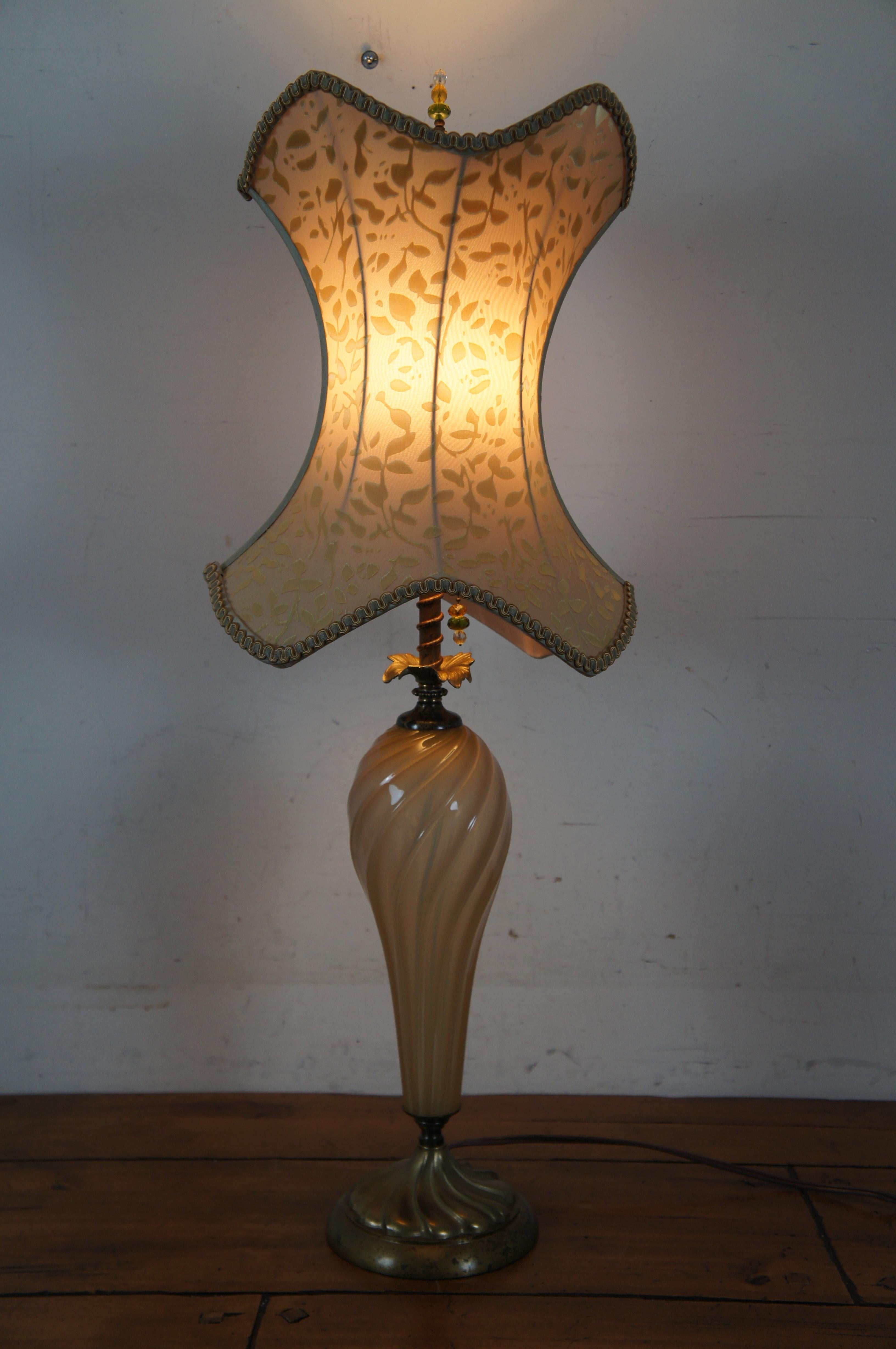 Vintage Kinzig Design Swirled Brass & Glass Freeform Melissa Table Lamp 34