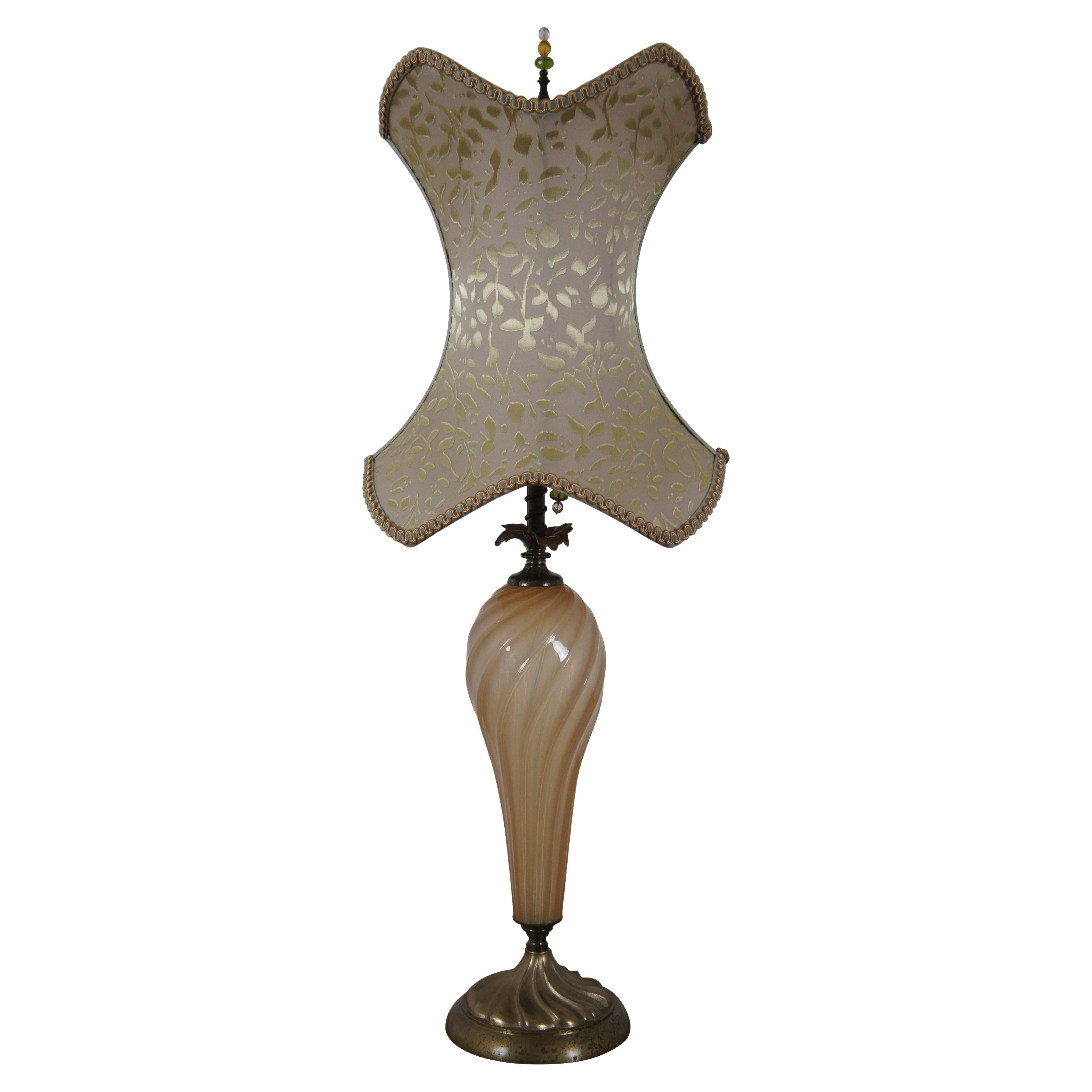 Vintage Kinzig Design Swirled Brass & Glass Freeform Melissa Table Lamp 34"
