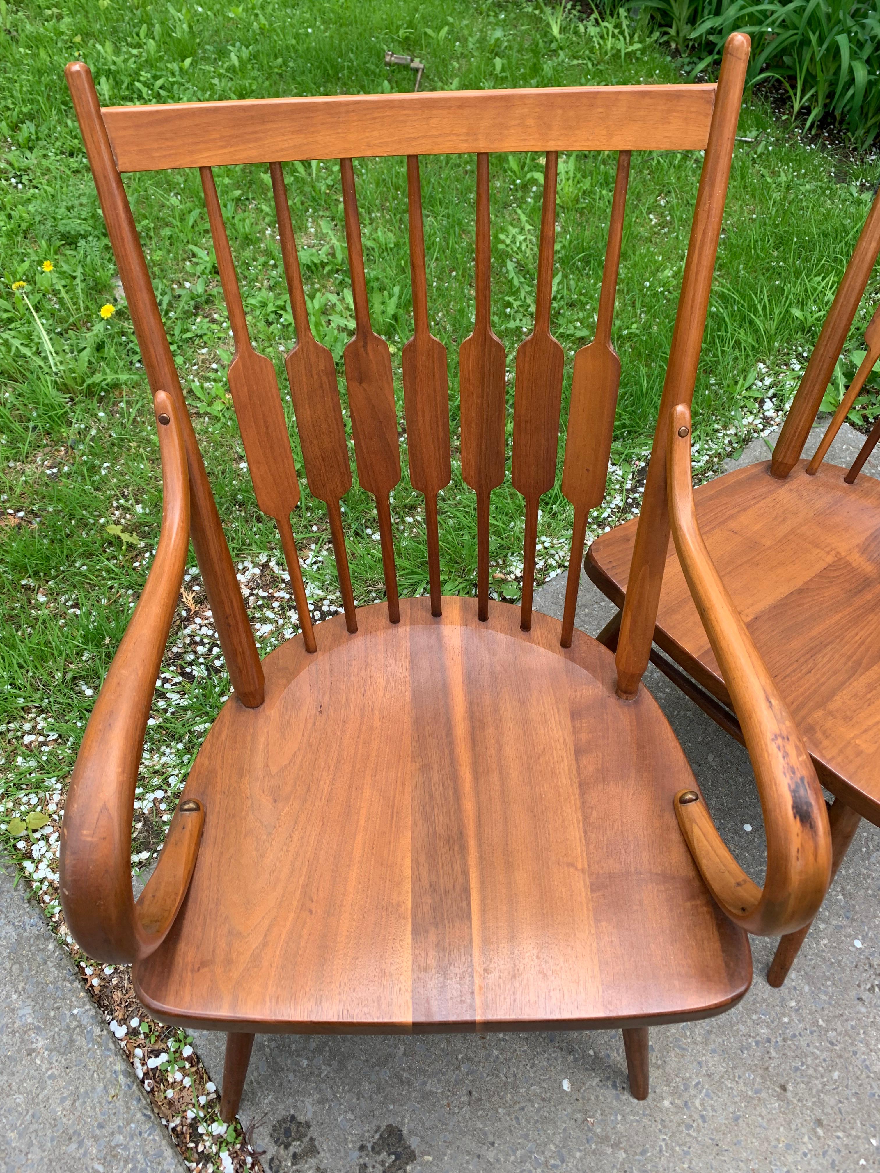 Vintage Kipp Stewart for Drexel Declaration Walnut Dining Chairs, Set of 6 In Good Condition In Esperance, NY