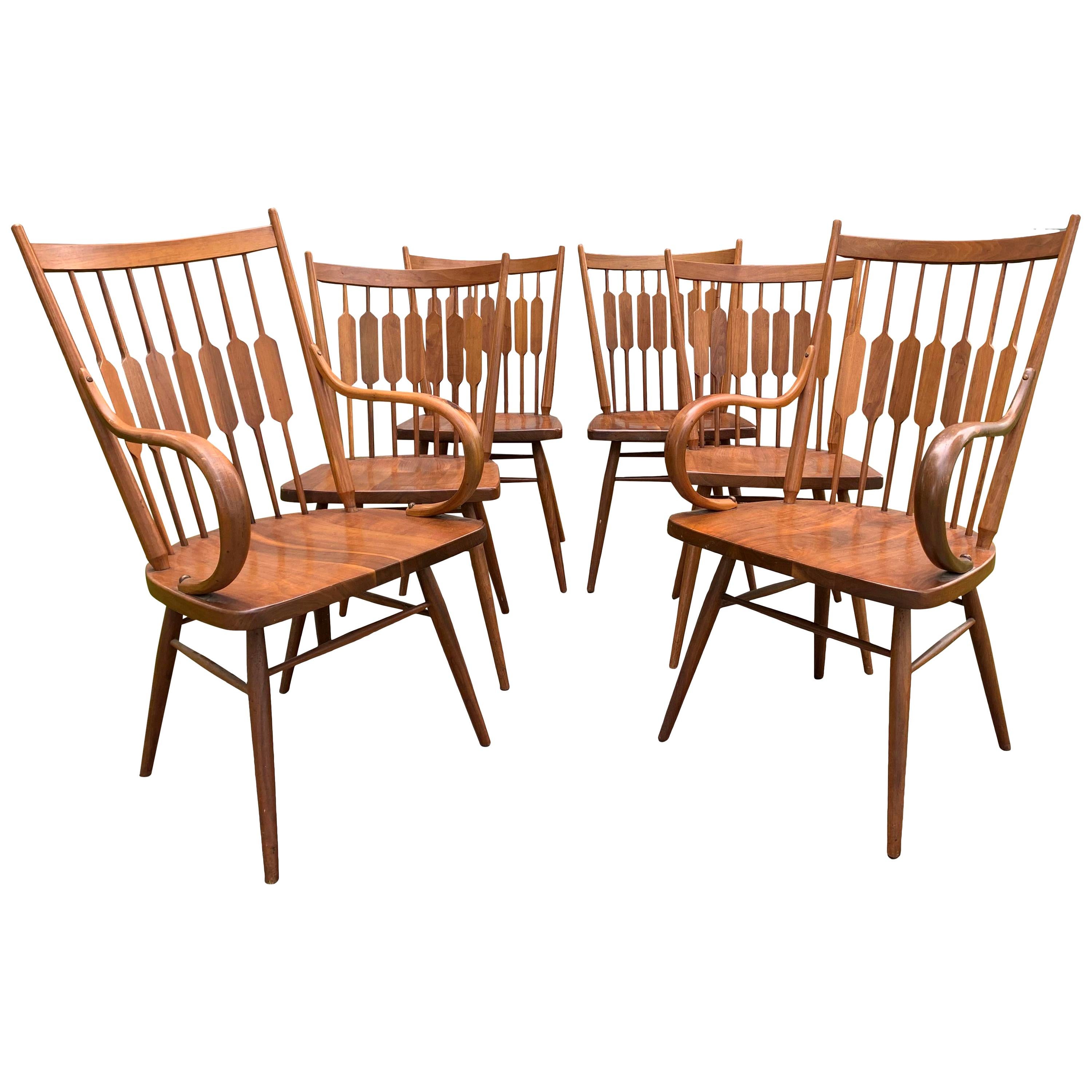 Vintage Kipp Stewart for Drexel Declaration Walnut Dining Chairs, Set of 6