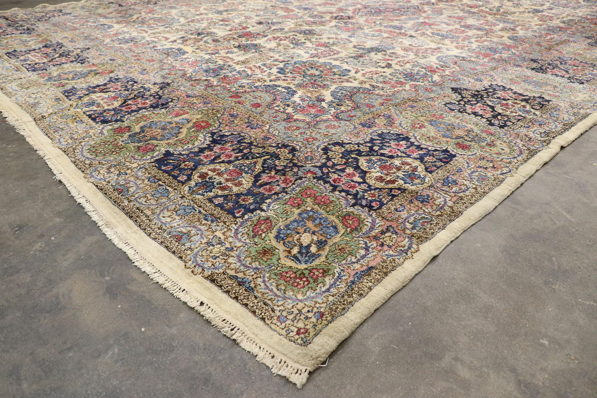 Wool Vintage Kirman Palace Size Rug with Luxe Baroque Style, Vintage Persian Kerman For Sale