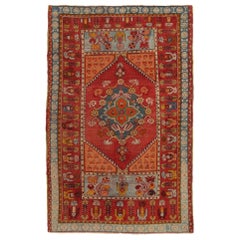 Vintage Kirsehir Traditional Red and Blue Wool Rug by Rug & Kilim