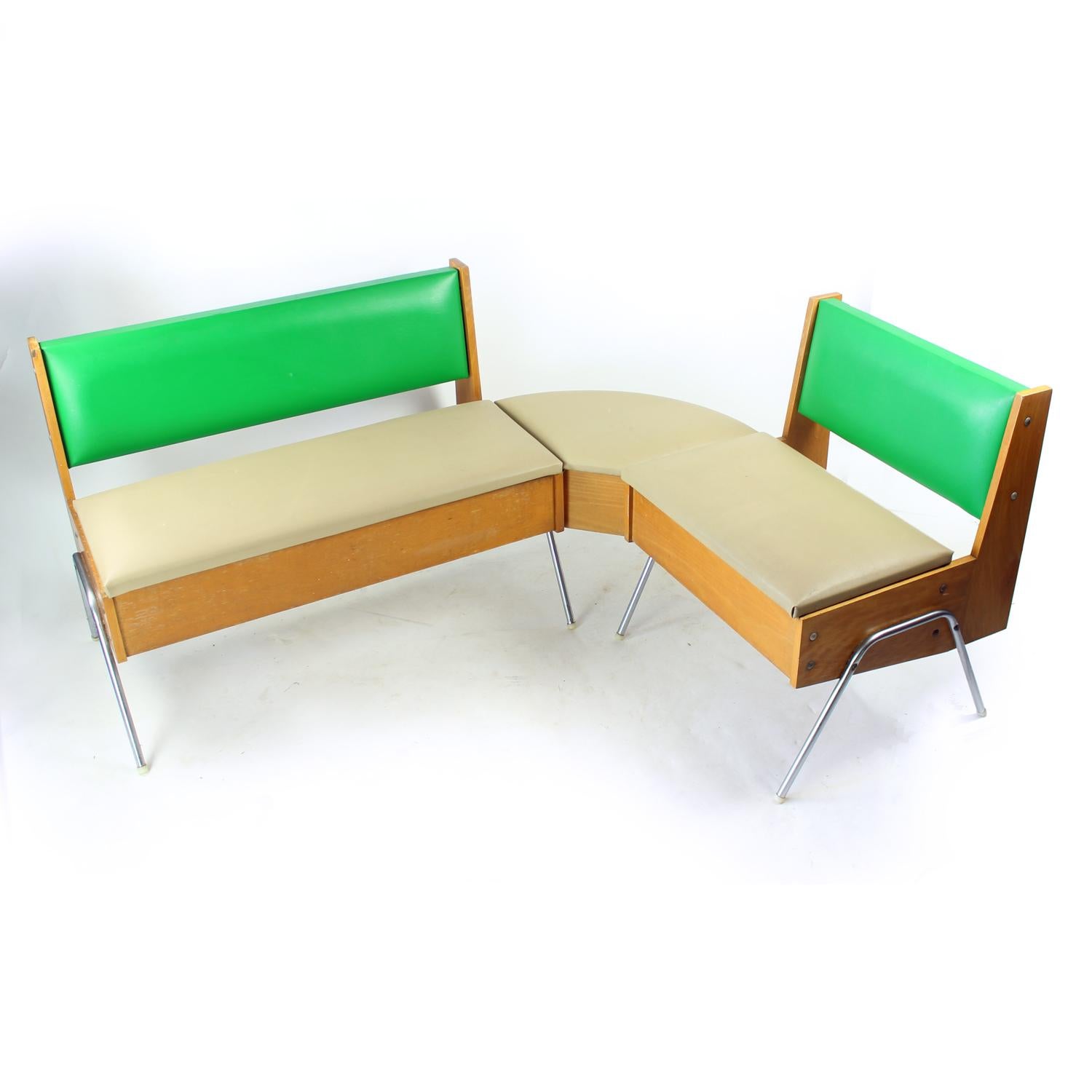 Mid-Century Modern Vintage Kitchen Bench Set By Kovona, Czechoslovakia, 1960s