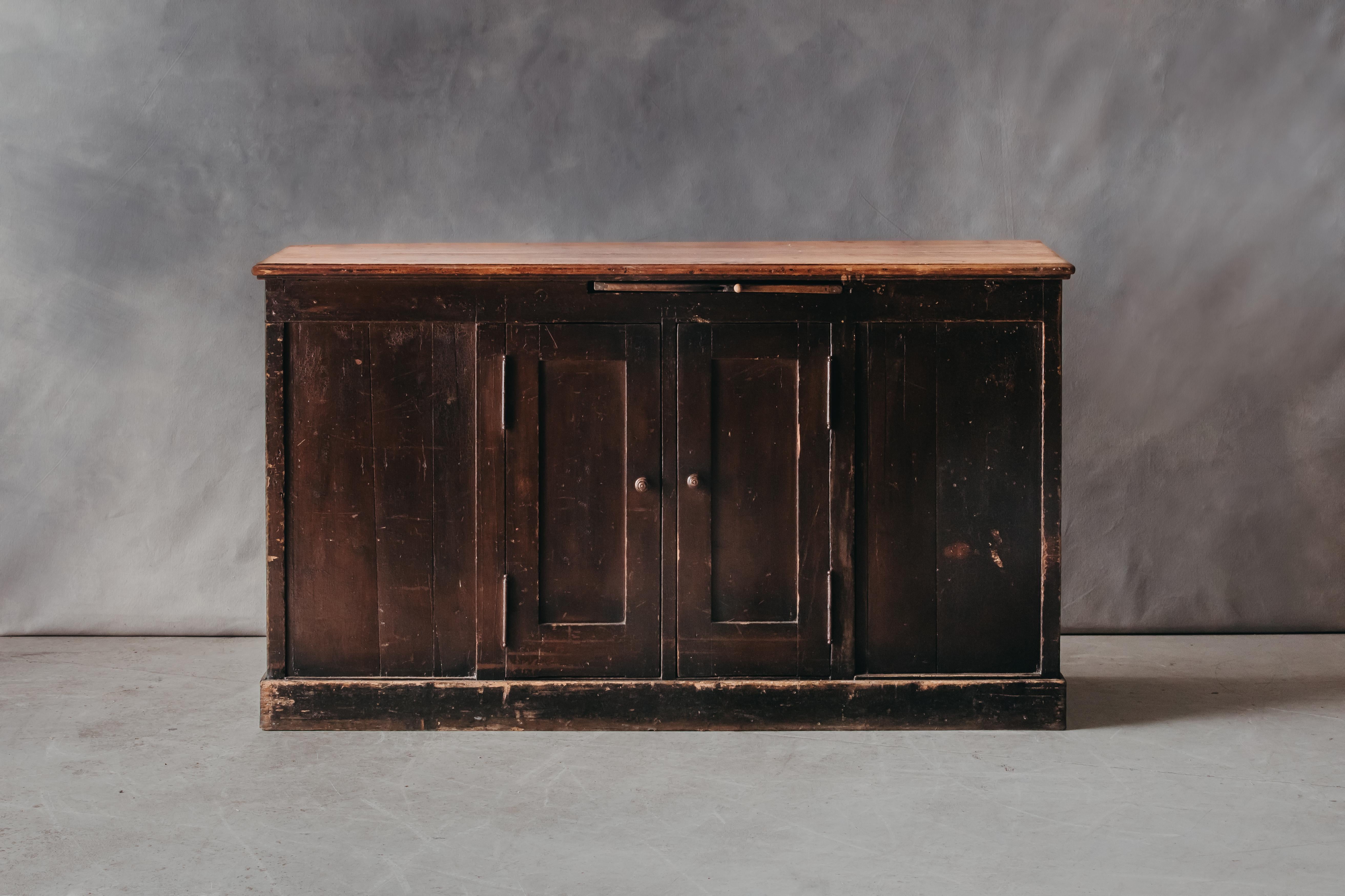 Vintage Kitchen Cabinet From France, circa 1950. Solid pine construction with nice use and patina.