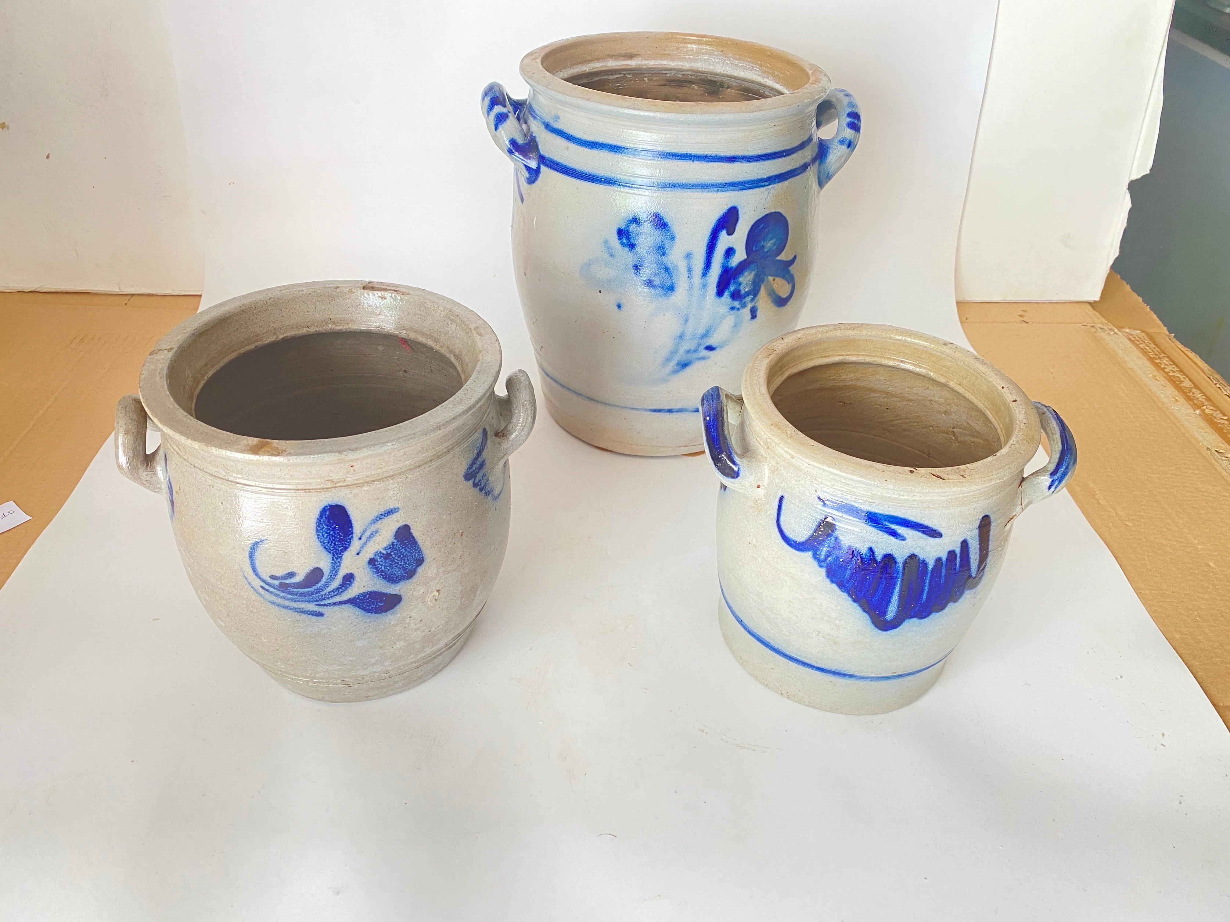 Vintage Kitchen French Provincial Stoneware Pottery Betschdorf Set of 3 For Sale 11