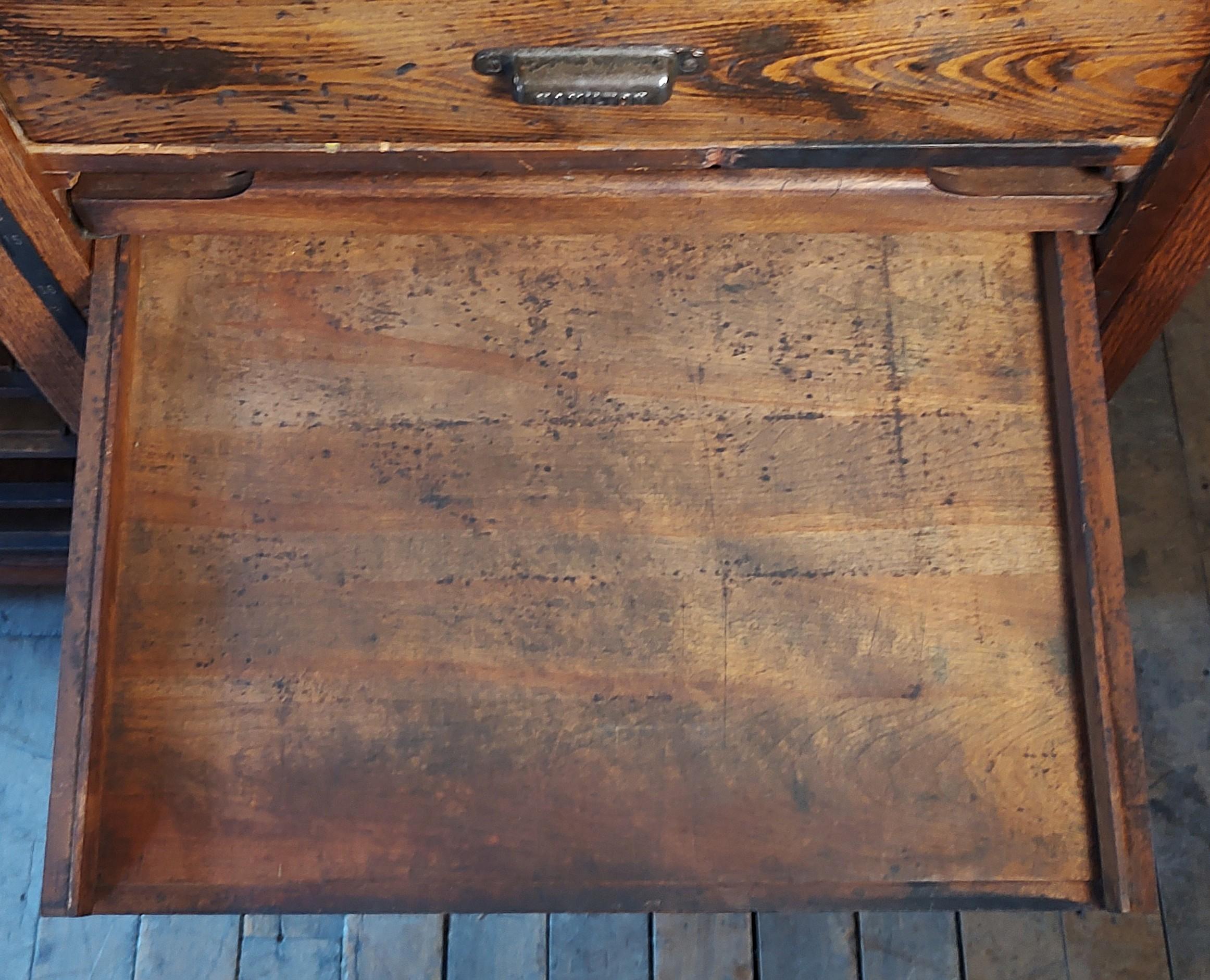 Vintage Kitchen Island / Display Table with Marble Top For Sale 6