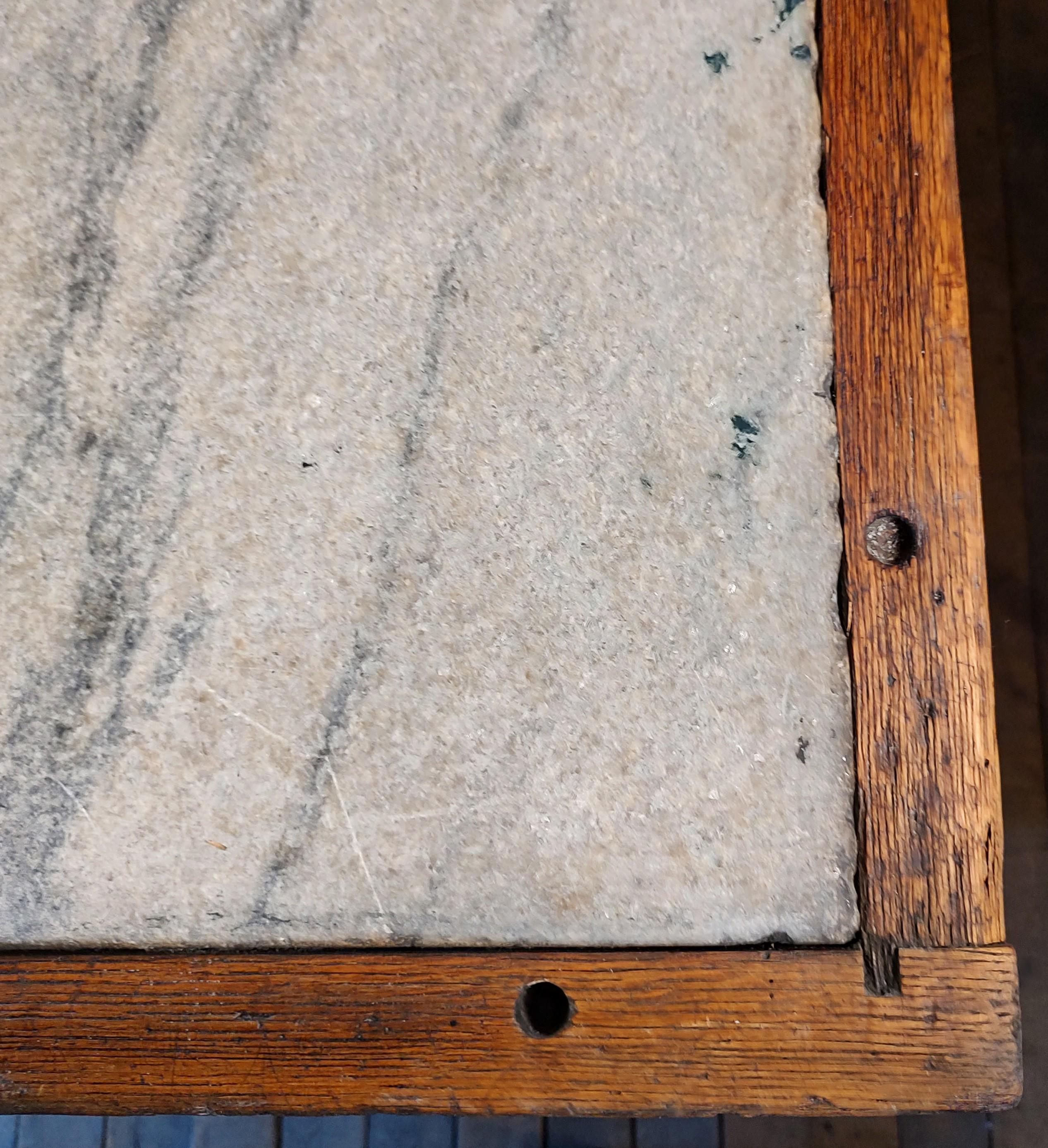 Vintage Kitchen Island / Display Table with Marble Top For Sale 10