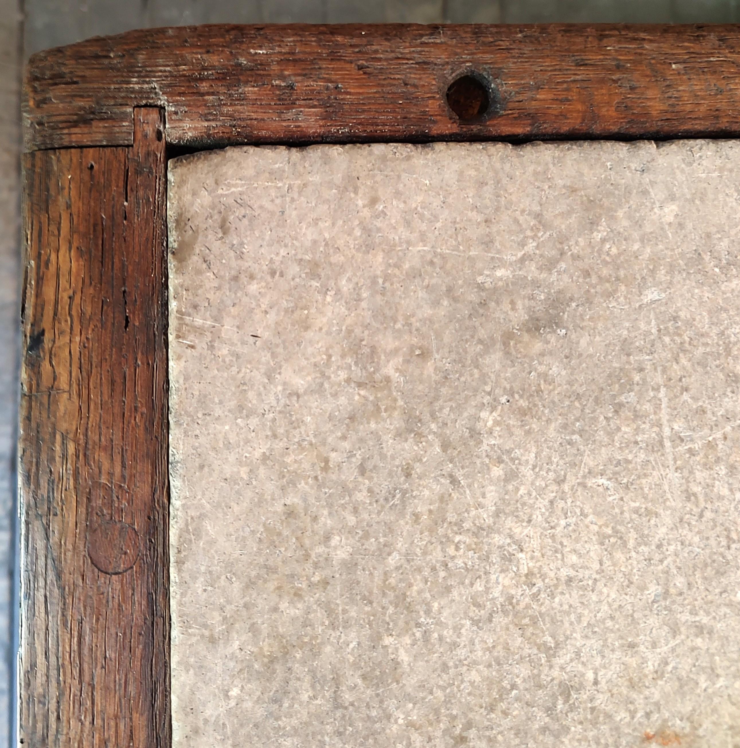 Vintage Kitchen Island / Display Table with Marble Top For Sale 13