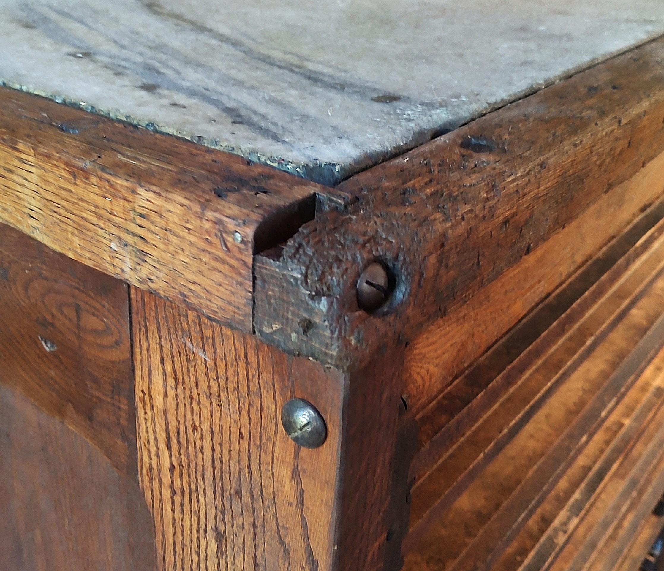 Vintage Kitchen Island / Display Table with Marble Top For Sale 15