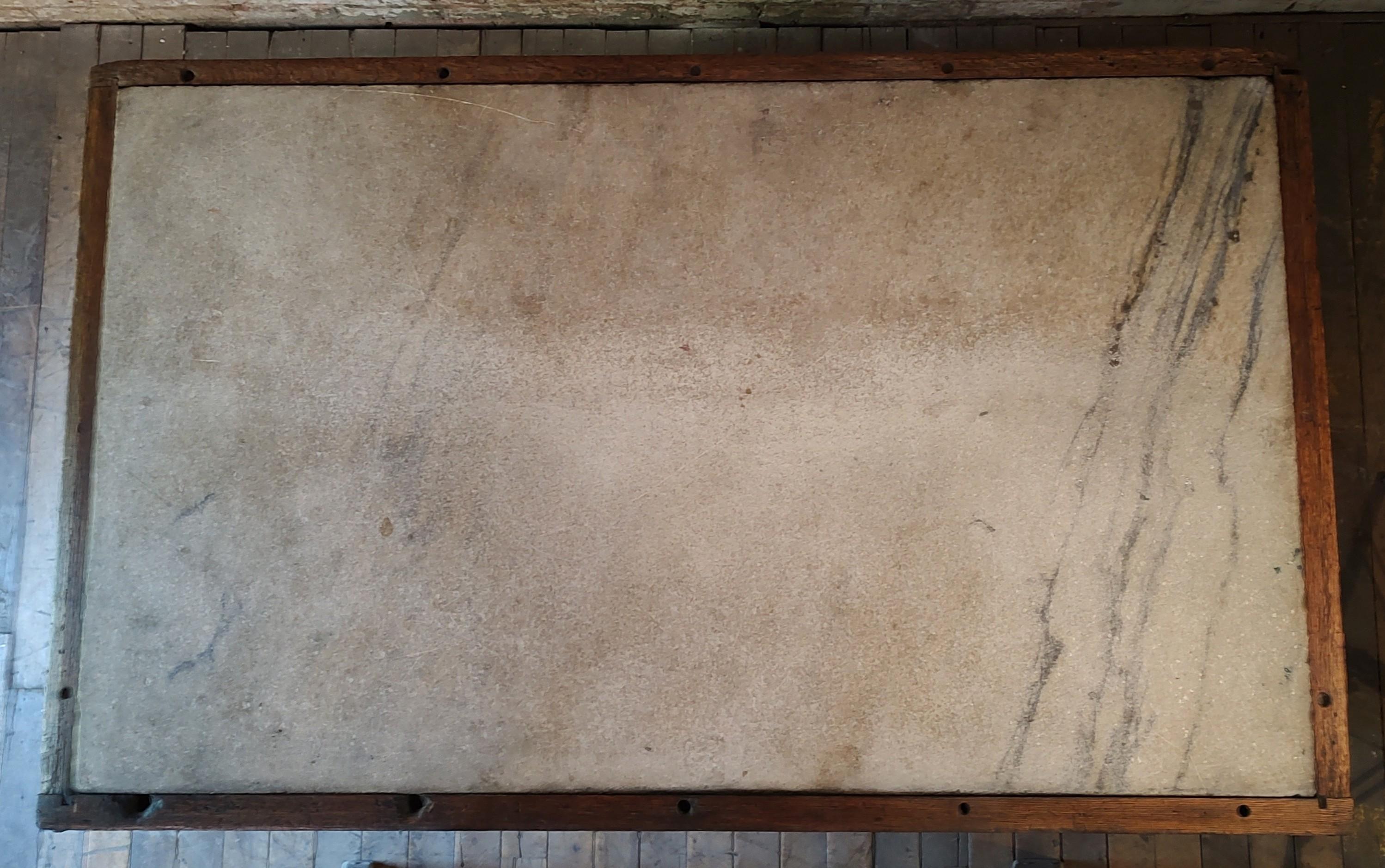 Vintage Kitchen Island / Display Table with Marble Top For Sale 2