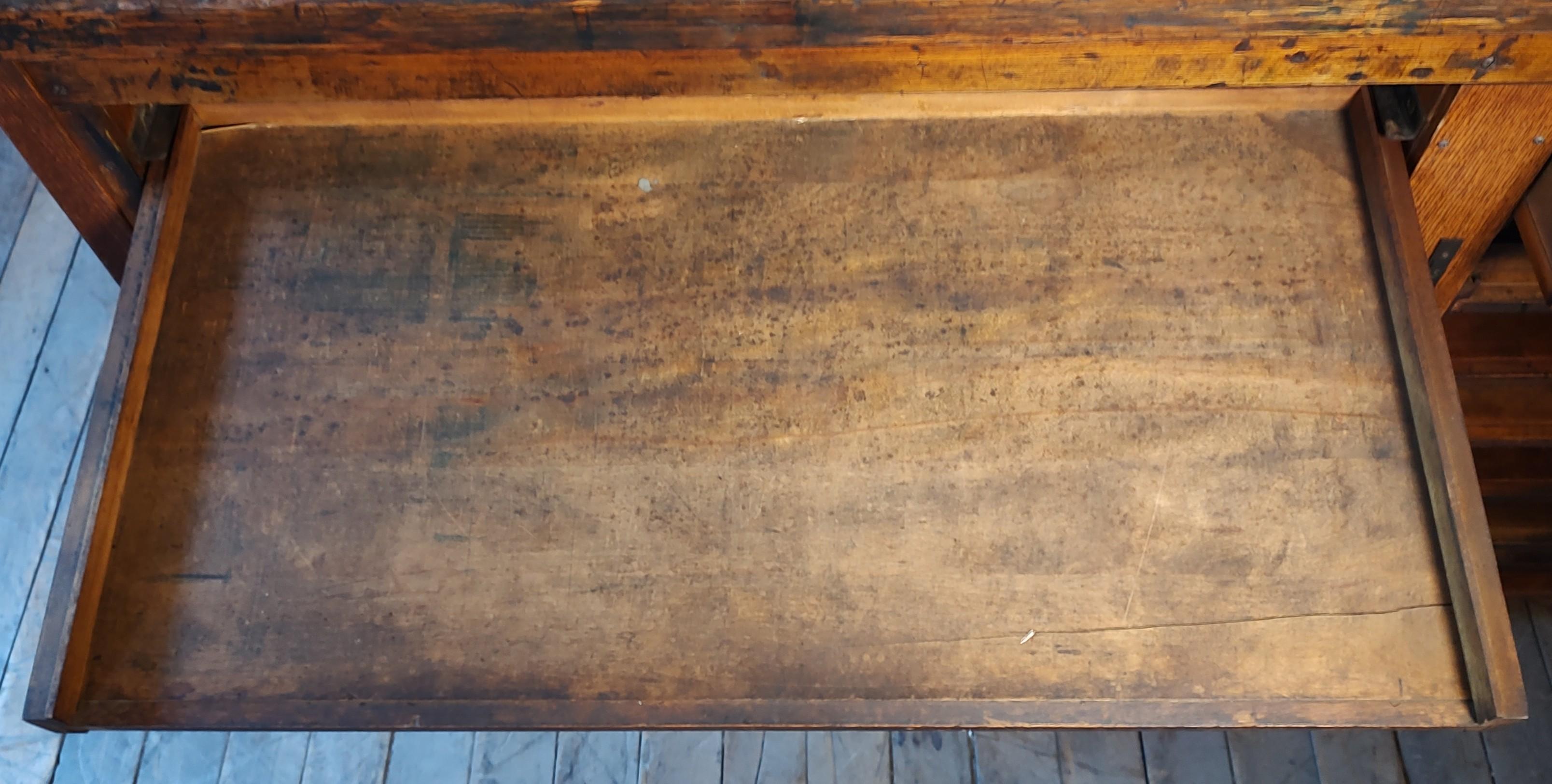 Vintage Kitchen Island / Display Table with Marble Top For Sale 3