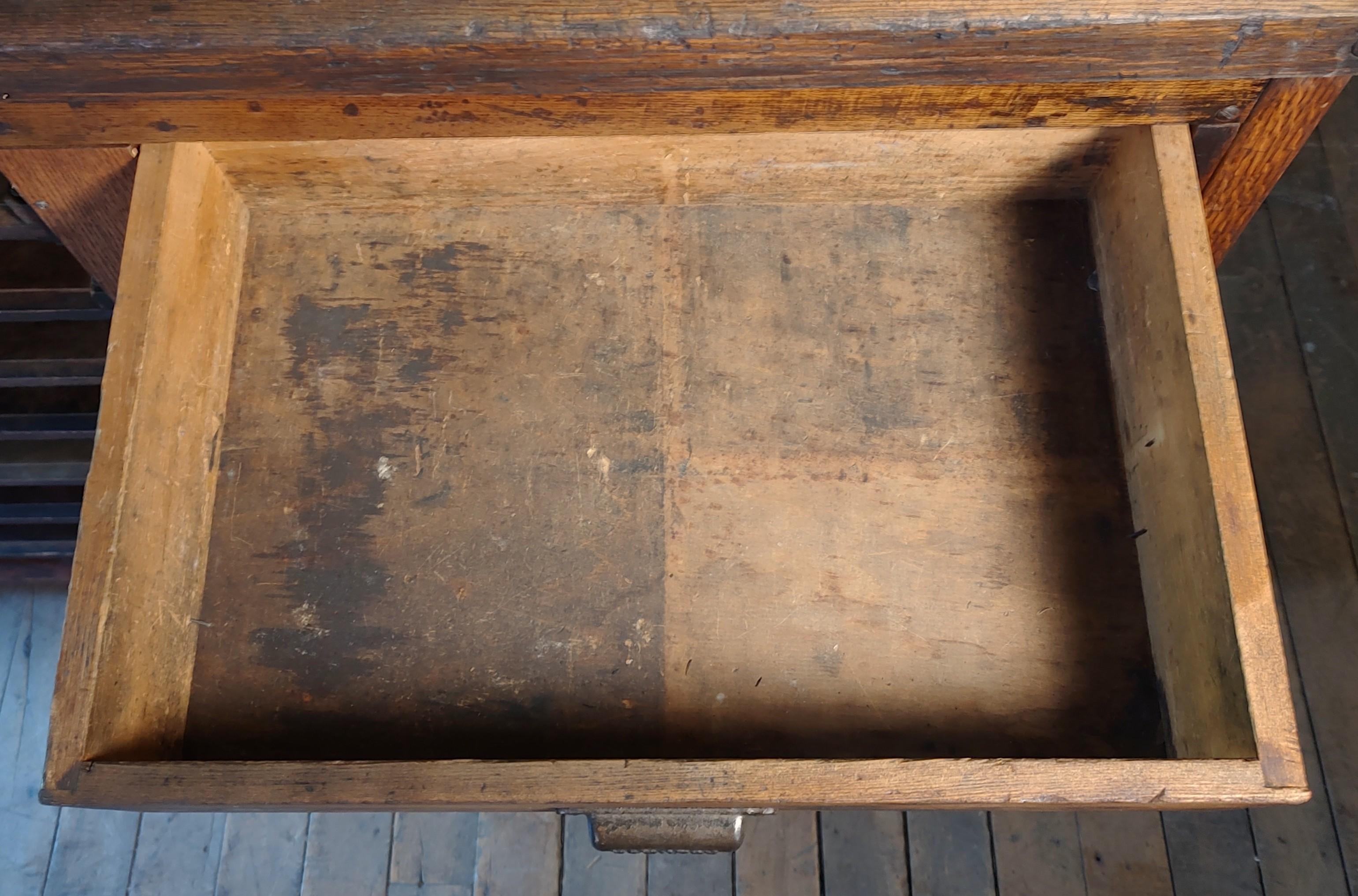 Vintage Kitchen Island / Display Table with Marble Top For Sale 4