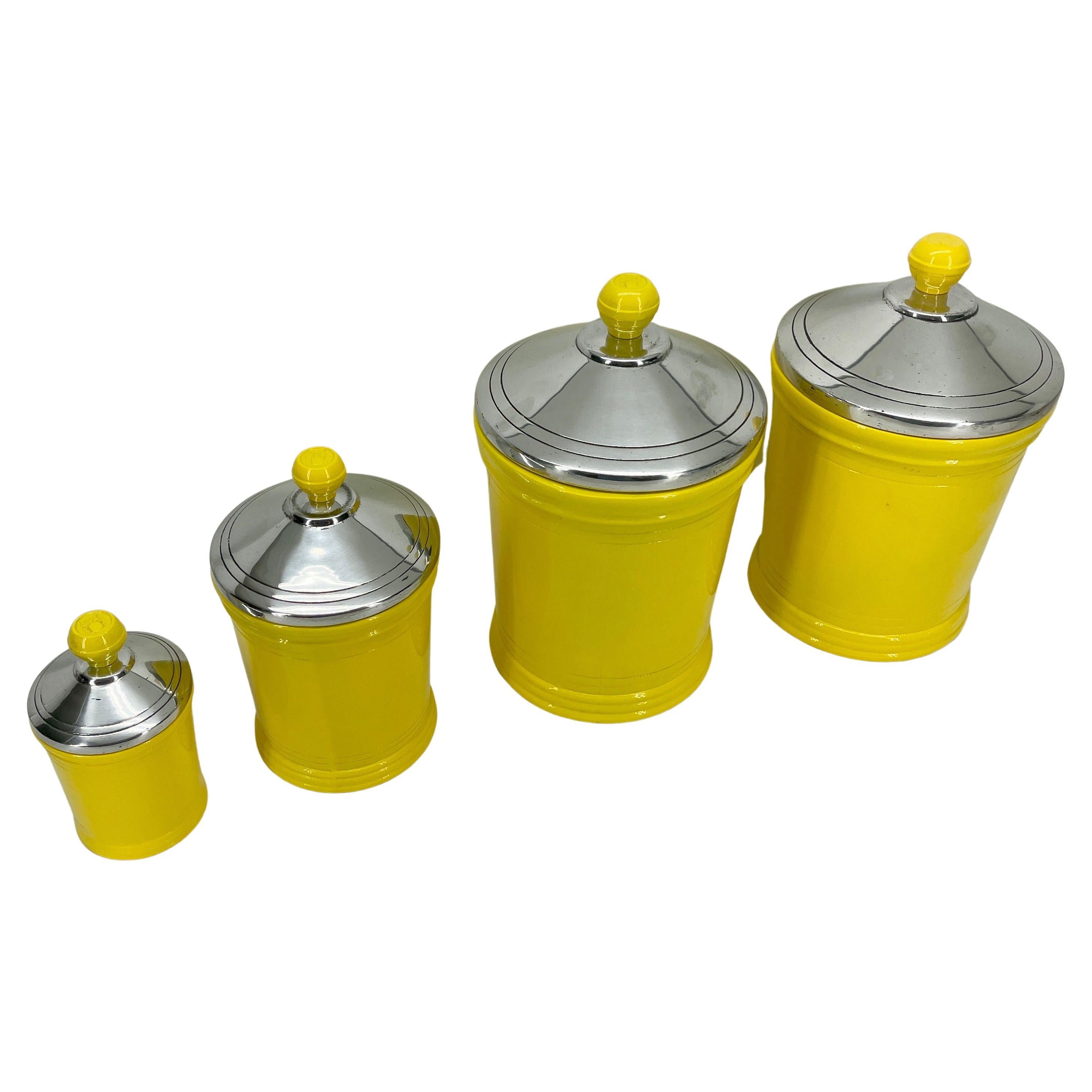 vintage yellow canister set