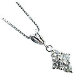 Vintage Kite Shaped Diamond Pendant with Hidden Enhancer Bail in 18K White Gold
