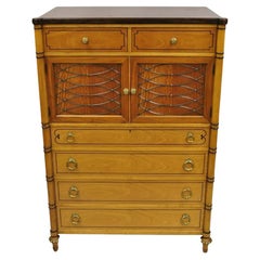 Vintage Kittenger Regency Neoclassical Satinwood & Rosewood Tall Chest Dresser