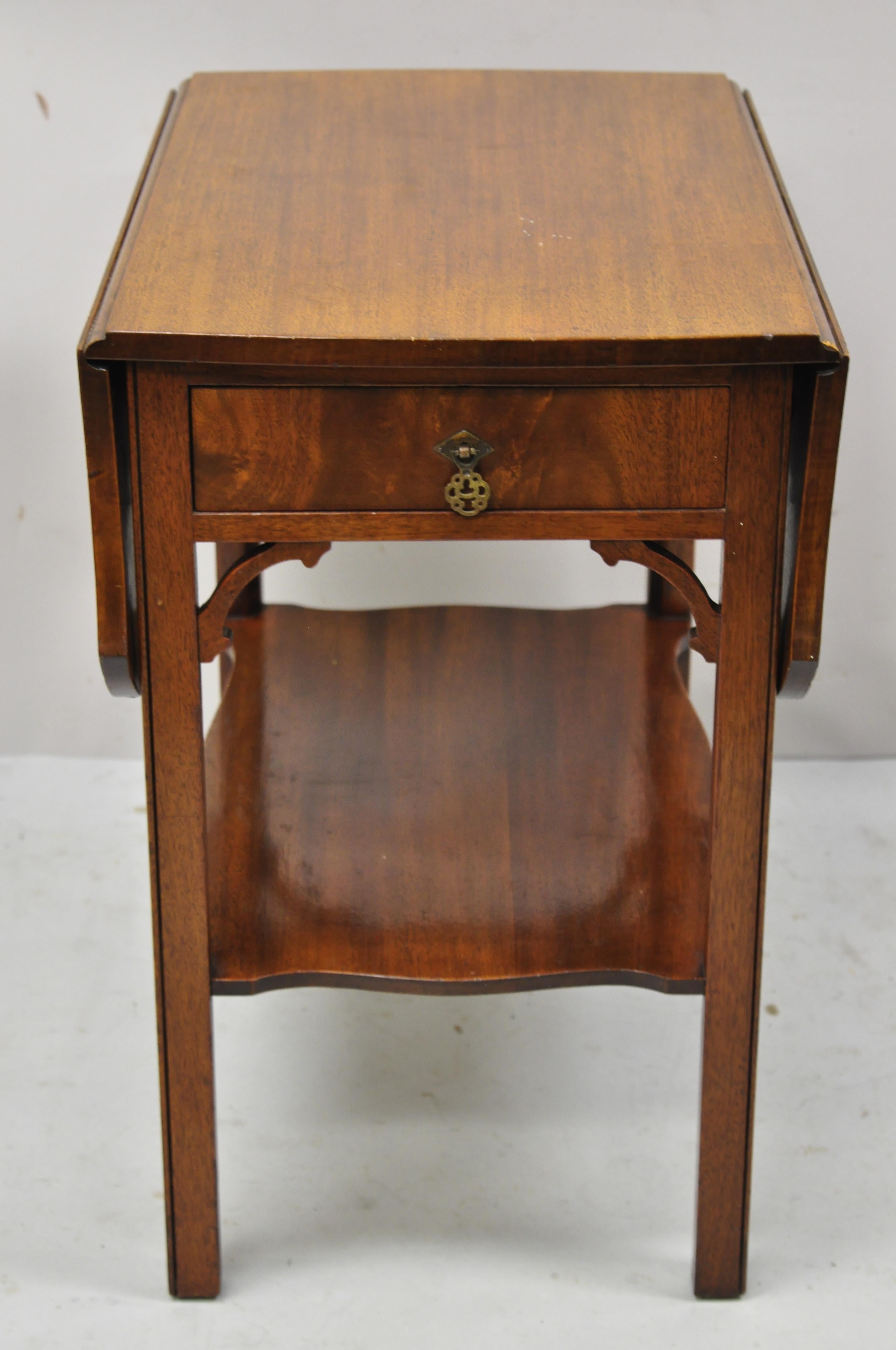Vintage Kittinger Buffalo Mahogany Chippendale Drop Leaf Side Lamp End Table 3