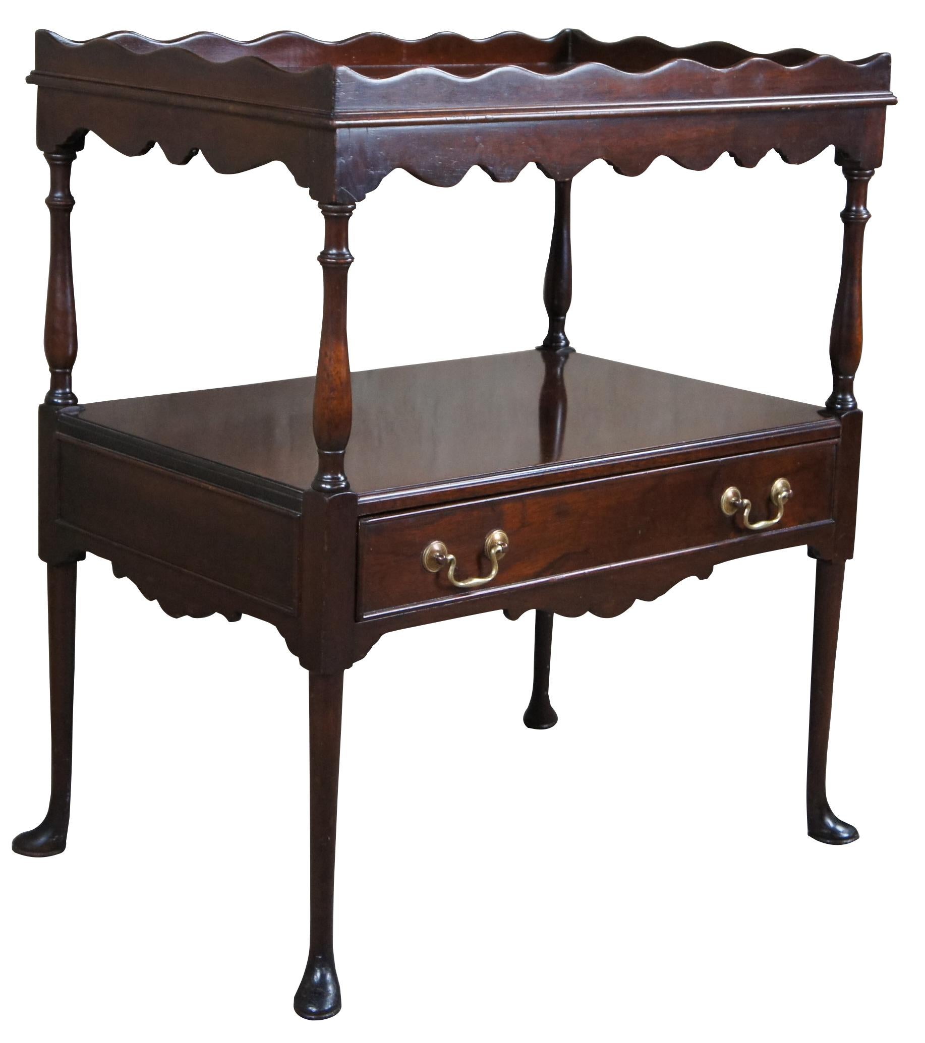 Vintage Kittinger Queen Anne Newport Mahogany 2 Tier Tea Table Server Drybar In Good Condition In Dayton, OH