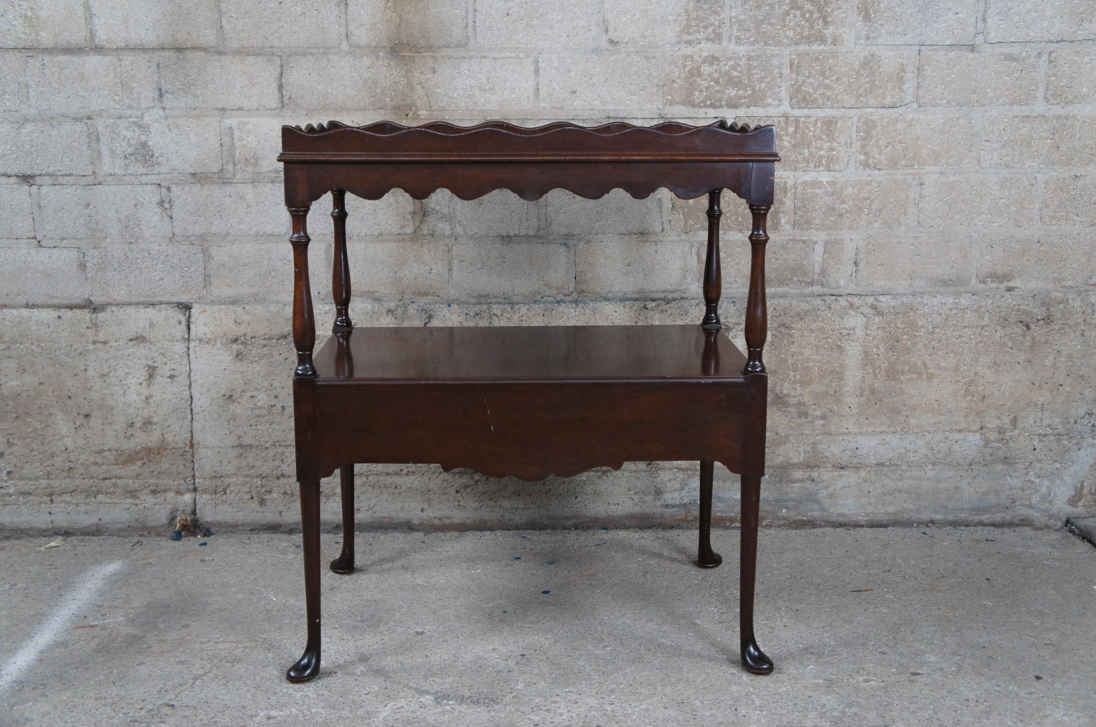 Vintage Kittinger Queen Anne Newport Mahogany 2 Tier Tea Table Server Drybar 5