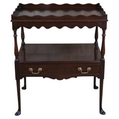 Retro Kittinger Queen Anne Newport Mahogany 2 Tier Tea Table Server Drybar