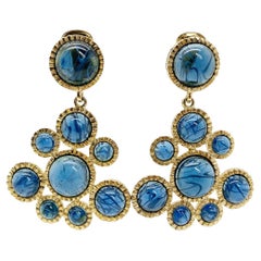 Vintage KJL Flawed Sapphire Earrings 1980s
