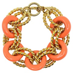 Vintage KJL Gold Tone Coral-Like Chain Bracelet