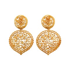 Vintage KJL Gold Tone Dangling Earrings Circa 1990s