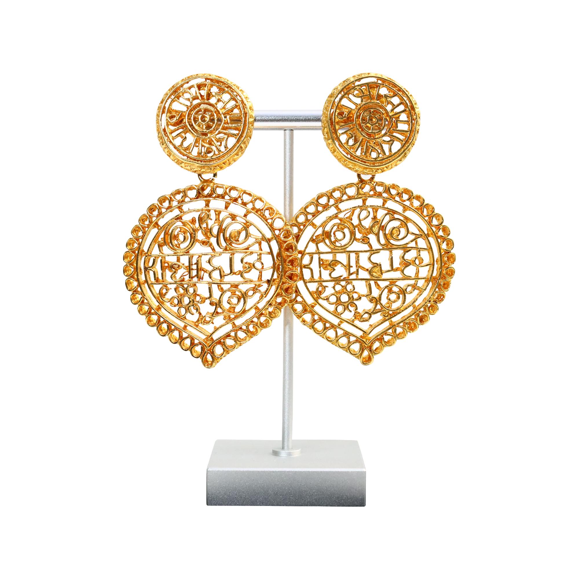 Femenino o masculino Pendientes colgantes vintage KJL en tono dorado Circa años 90 en venta